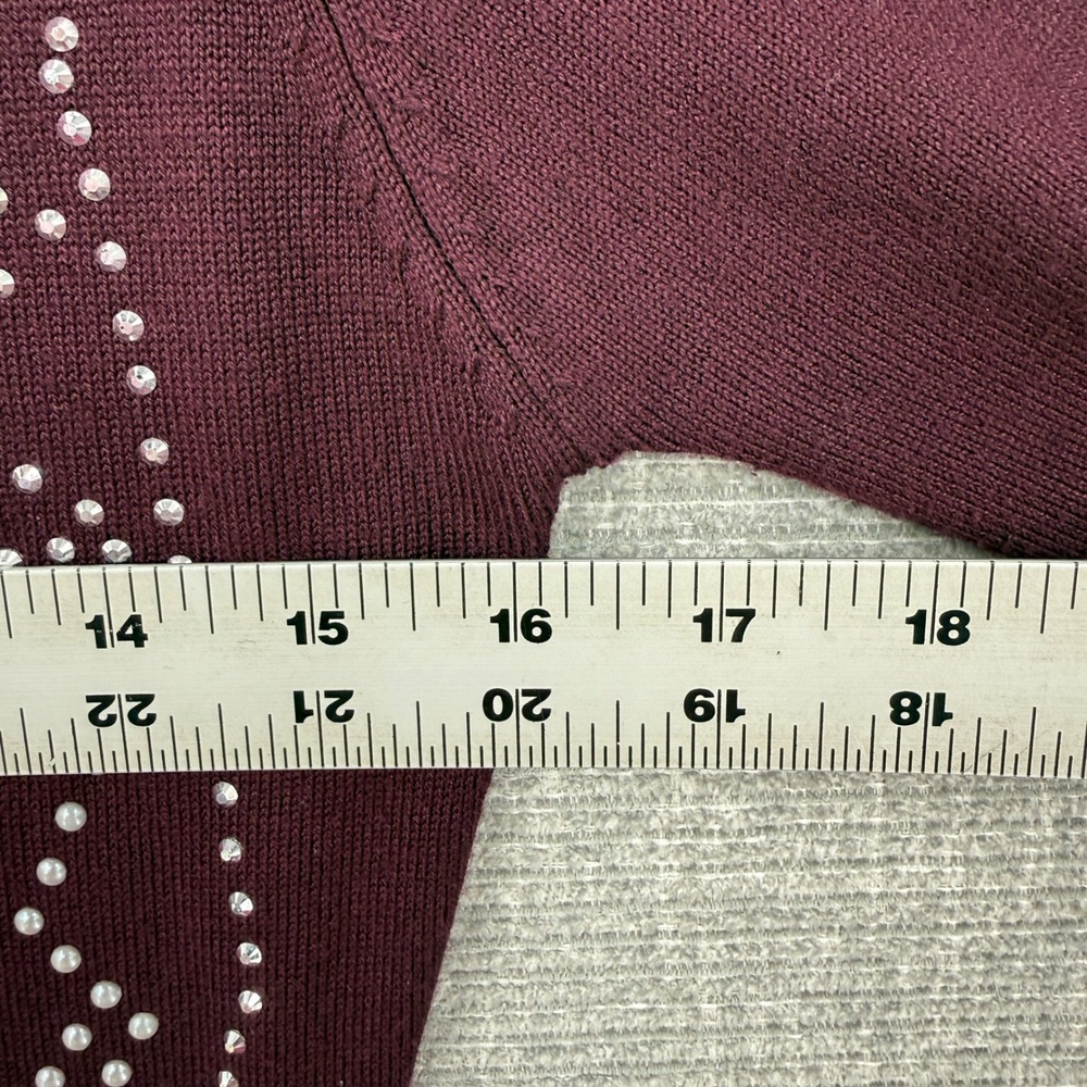 SAY WHAT? Womens Sweater Dress Burgundy Studded Geometric Long Sleeve Sz M Party - Picture 5 of 13